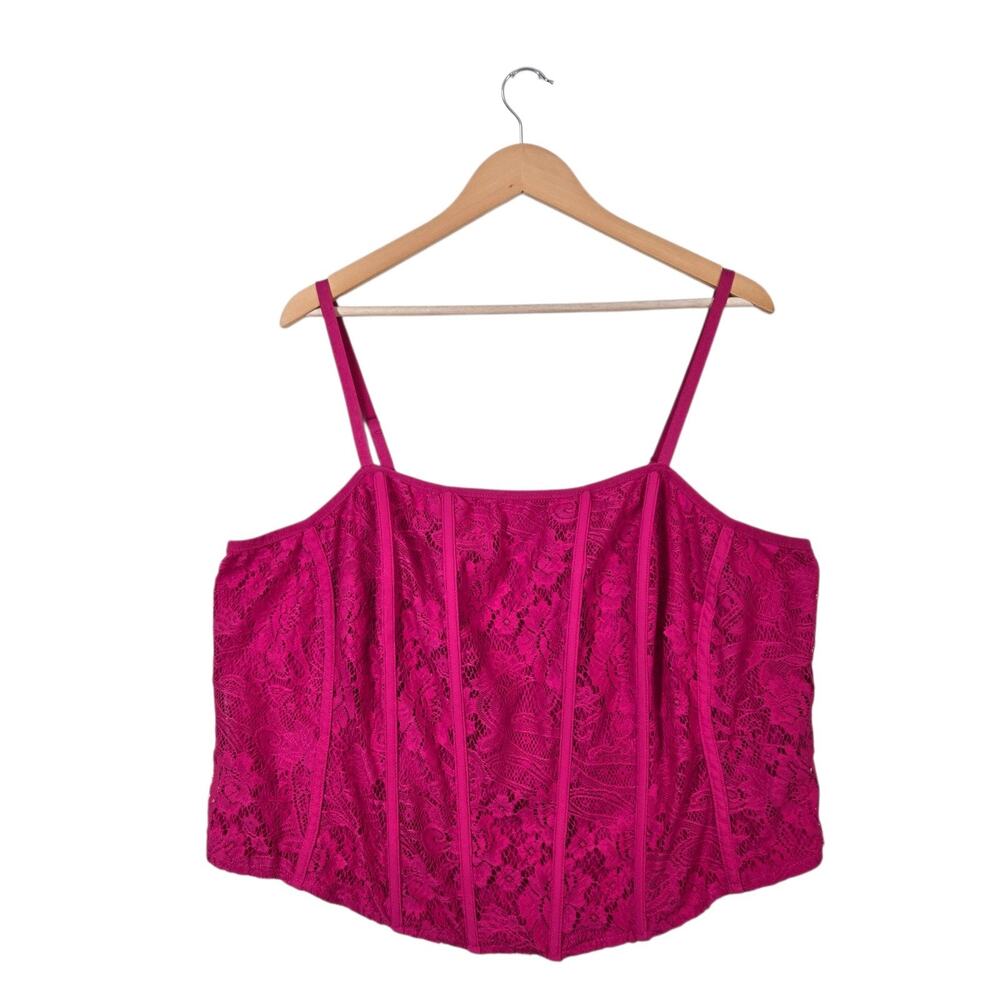 Torrid Lace Corset Top Size 3 Pink Boned Cami Coquette Barbiecore 22/24 Plus Sz